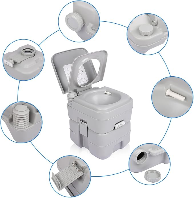 Excelvan 5.3 Gallon 20L Flush Portable Potti Outdoor Indoor Travel Camp Toilet for RV Car, Boat, Caravan, Campsite, Hospital