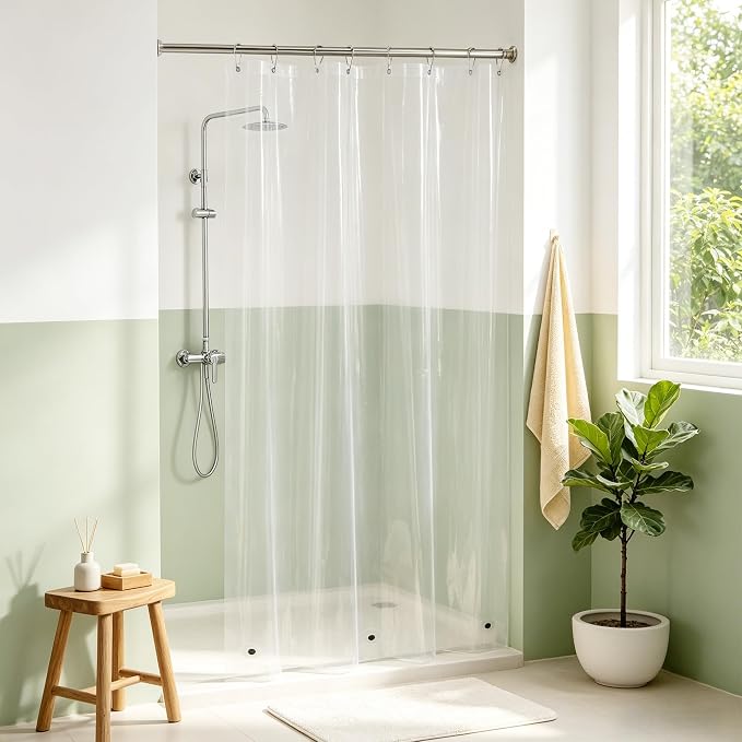 Mrs Awesome 48x72 Stall Shower Curtain Liner Clear | 3 Bottom Magnets,8 Rustproof Grommets,Water Proof Light Weight PEVA,48W x 72H for Shower Stall Narrow Width