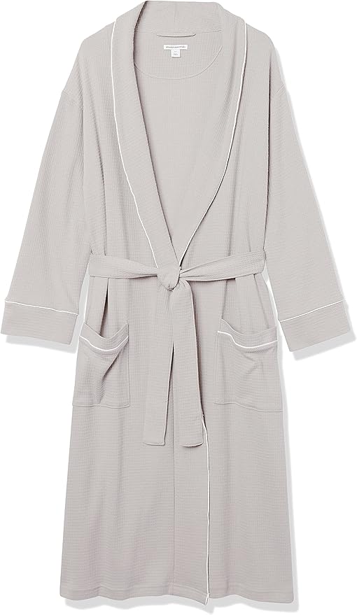 Amazon Essentials Men's Lightweight Cotton Waffle Bath Robe, Mid-Length Loungewear (Available in Big & Tall)