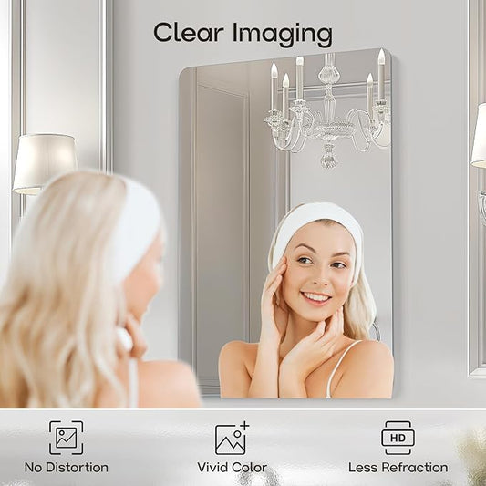 2-Pack Frameless Bathroom Mirrors for Over Sink, 24x36 Inch | Rectangular Vanity Mirror for Wall, Shatterproof Tempered Mirror for Living Room, Bedroom, Entryway Upgrade & Remodel