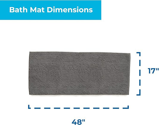 Linenspa Chenille Bath Mat— 1 Piece, Non Slip, Water Absorbent, Fast Drying, Machine Washable, Bath Rug For Bathroom - Dorm Room Essentials