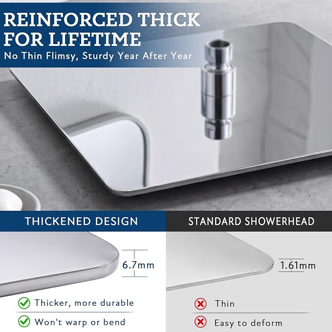 G-Promise 10 Inch All Metal Rain Shower Head with Handheld Spray (Chrome) | Full Body Coverage, Pause Mode Diverter, Power Wash Mode Handheld, Suits Every Height, Easy to Install, Modern Bath Upgrade