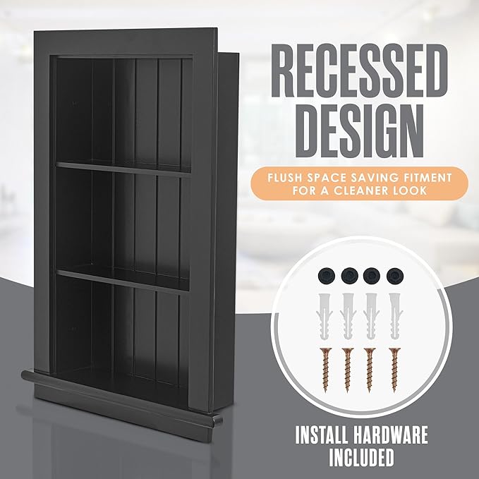 Houseables Recessed Medicine Cabinet, Recessed Wall Niche, In Wall Medicine Cabinet, Bathroom Niche, Insert for Drywall, Between Studs Shelf Replacement, Without No Mirror, Recess, Wood, 14x24 (17x27)