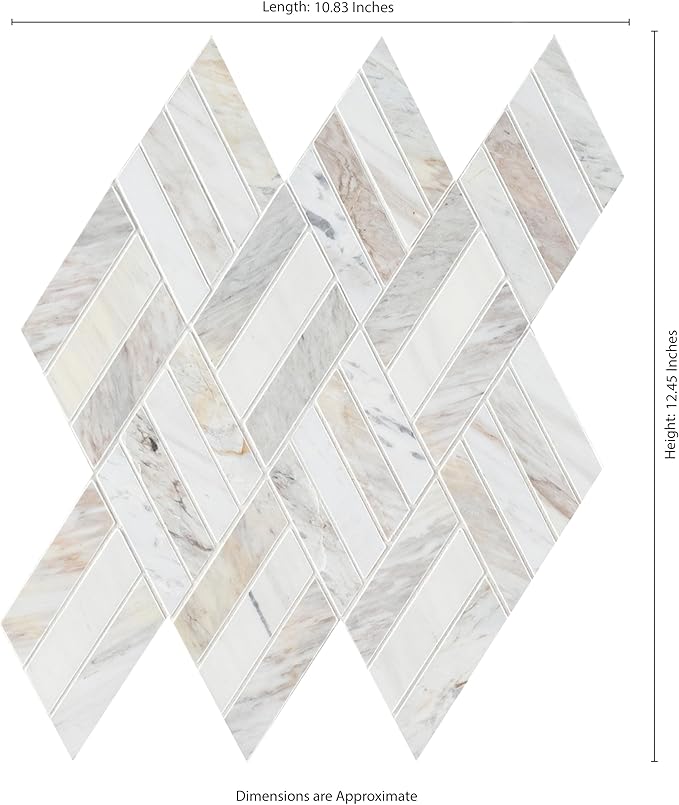 MSI Angora Rhombus Polished Marble Mosaic Tile for Bathroom, Kitchen Backsplash, Accent Wall Tile, and Shower Wall Tile