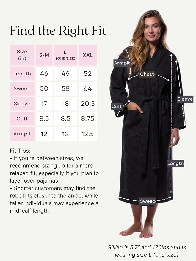 Turquaz Womens Lightweight Waffle Kimono Bathrobe for Men - Soft Quick-Dry Spa & Summer Towel Robe, Cotton Blend