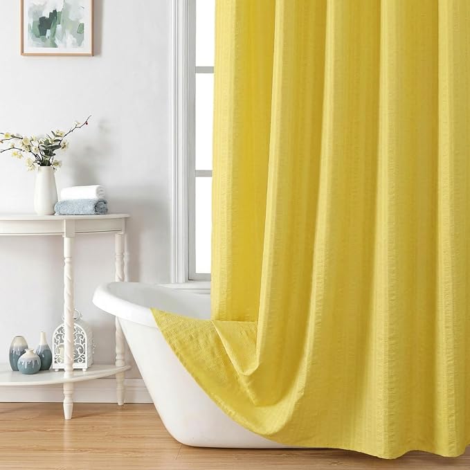 Aiyufeng Moga Lemon Yellow Shower Curtain, 3D Design Fabric Shower Curtains, Premium Spa Quality Modern Shower Curtains for Bathroom, 36"x72", Lemon Yellow