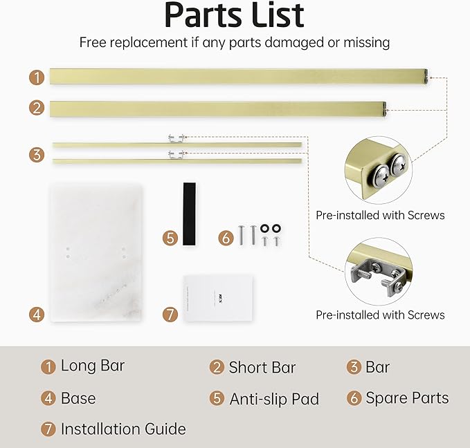 KES Standing Towel Rack with Heavy Marble Base, 2-Tier, Brushed Gold | 8.23 Lb Base For Stability, Compact Footprint Fits Small Spaces, Freestanding Design, Bathroom Floor, SUS304 Stainless Steel