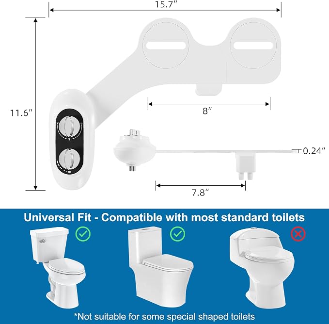 Garvee Non Electric Bidet Attachment for Toilet | Dual Nozzles for Front & Rear Wash | Adjustable Cold Water Pressure | Self-Cleaning | Easy Installation