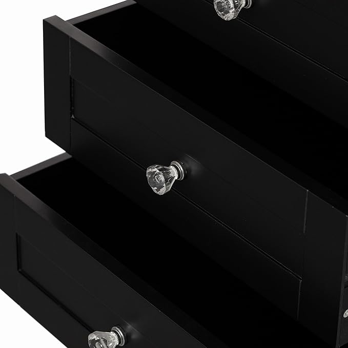 Basicwise Freestanding Storage Cabinet with Shelves Drawers & Door Linen Tower Organizer for Towels Toiletries and Essentials Floor Standing Cupboard for Bathroom Bedroom or Laundry Room, Black