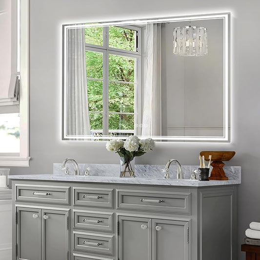 48x30 Inch LED Bathroom Mirror with Frontlit & BacklitοΌIndependent ControlοΌ, Lighted Mirror for Bathroom Wall with 3-Color Dimmable & Anti-Fog, Vanity Mirror with Lights