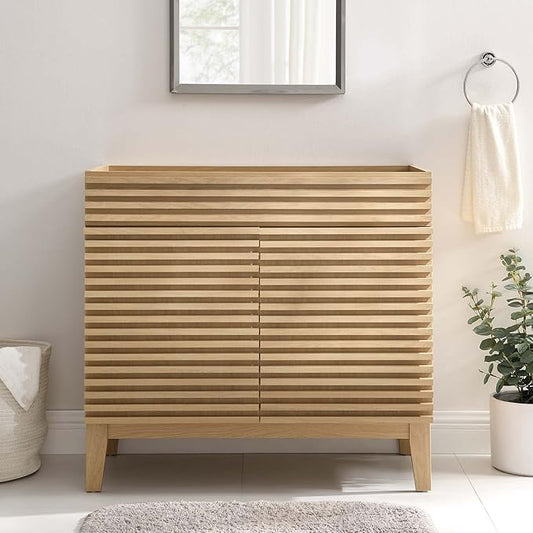 Modway Render 36" Bathroom Vanity Cabinet in Oak - Sink Basin Not Included