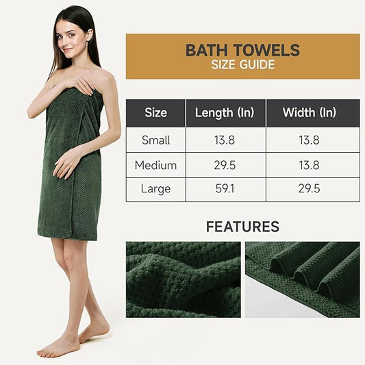 REDKISS 6-Piece Bath Towel Set - 2 Washcloths, 2 Hand Towels, 2 Bath Towels | Ultra-Fiber Coral Fleece, Super Absorbent, No Lint & No Fading | Perfect for Bathroom, Spa, Gym | Family -Olive Green