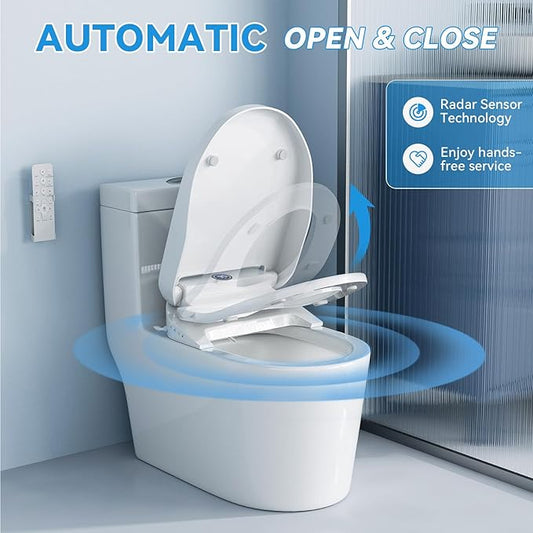 TOTTE Smart Bidet Toilet Seat with Auto Open/Close Lid - Elongated Heated Seat, Instant Warm Water & Air Dryer, Remote Control, Stainless Steel Filter, Multiple Wash Modes & ECO Mode