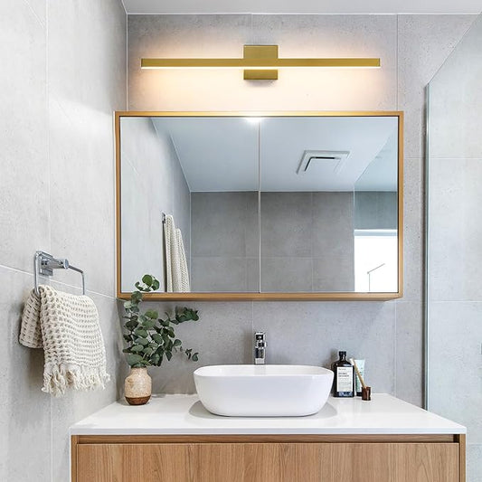 KAISITE Modern Vanity Light Gold Bathroom Light Fixture Over Mirror 32 inch Vanity Lighting Fixture Dimmable 5CCT LED Bar Vanity Light for Bathroom Restroom