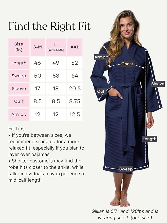 Turquaz Womens Lightweight Waffle Kimono Bathrobe for Men - Soft Quick-Dry Spa & Summer Towel Robe, Cotton Blend