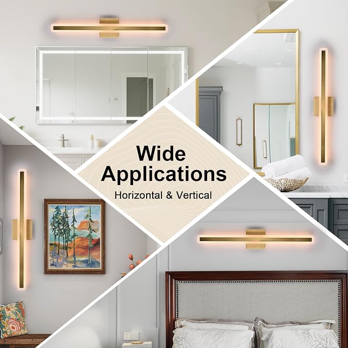 Modern Bathroom Vanity Light 31.6 Inch, 36W 5CCT Dimmable LED Vanity Light Bar, Brushed Brass LED Bathroom Lighting Fixtures Over Mirror Wall Sconces for Cabinets Bedroom Living Room