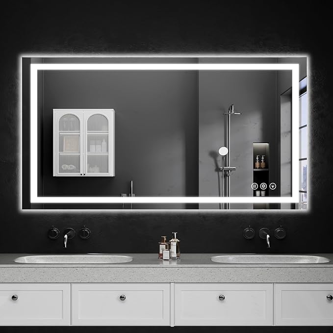 30"x48" LED Bathroom Mirror with Lights, Dimmable,Anti-Fog,Bathroom Vanity Mirror for Wall, Backlit + Front Lit, Memory Function, Shatter-Proof, Tempered Glass