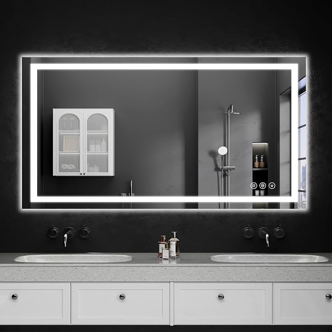 24"x48" Lighted LED Bathroom Mirror with Lights,Dimmable,Anti-Fog,Led Bathroom Vanity Mirror for Wall,Backlit + Front Lit,3 Colors,Memory Function,Shatter-Proof,Tempered Glass,Lighted Mirror