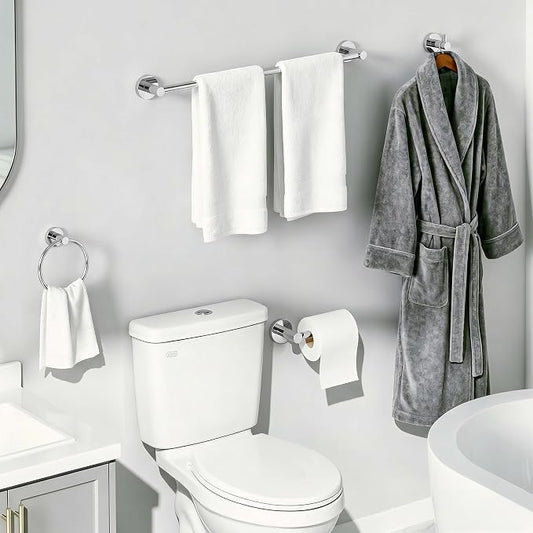 24-Inch Wall Mounted Towel Racks for Bathroom, 4-Piece Towel Bar Set | Rust-Resistant SUS 304 Stainless Steel, 4-Piece Towel Bar Set, sturdy wall mount, space-saving humid bath towel storage rack