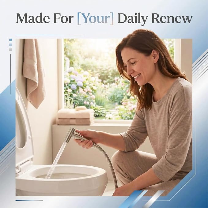TRIPHIL Handheld Bidet Sprayer for Toilet, Adjustable Water Pressure Jet Bidet Attachment with Leak-Proof 304 Stainless Steel T-valve for Bathroom Cleaning, Cloth Diaper/Feminine Wash, Brushed Nickel