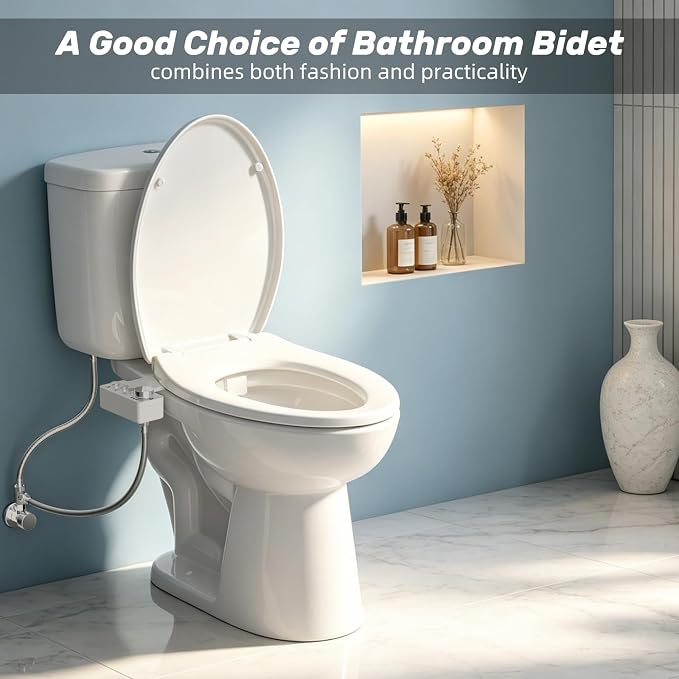Bidet Attachment for Toilet Seat Non Electric Bidets Self Cleaning Sprayer | Dual Nozzle Water Pressure Bidet with Rear/Feminine Wash Spray-Adjustable Bidets Wash Butt Cleaner for Bathroom