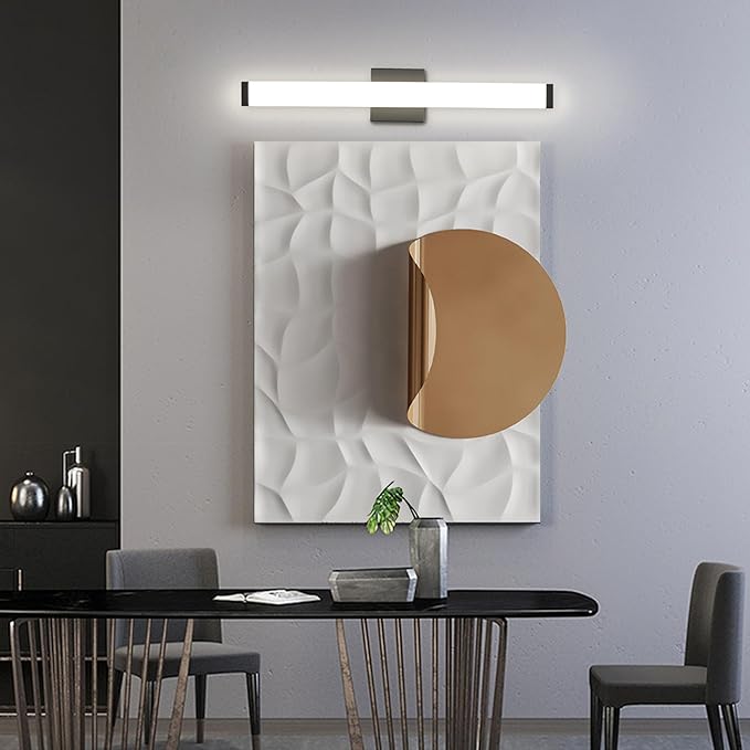 24" LED Bathroom Vanity Light14W Brushed Black 4000K Square | Natural White Light,Wall Bar Lighting,Rust & Moisture Resistant, Energy-saving, moisture-proof, for bathroom dresser mirror