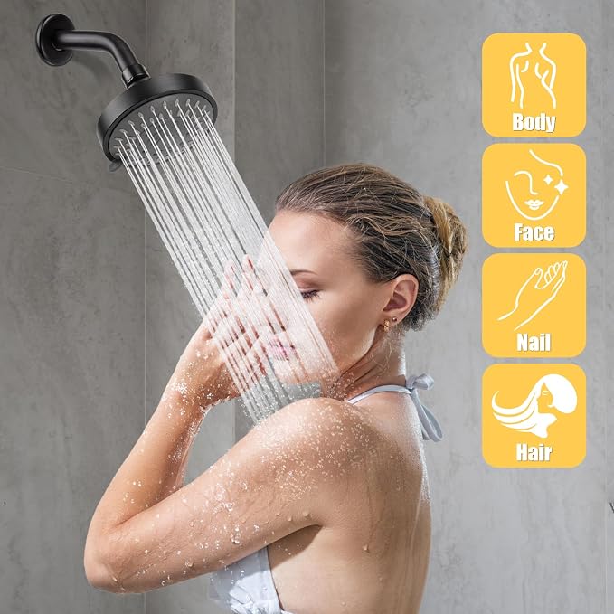 AISOSO High Pressure Rain Shower Head 5 Modes 4.1 Inch Oil Rubbed Bronze | Low Water Pressure Compatible, Powerful Spray Fixed Showerhead for a Relaxing Indoor & Outdoor Shower