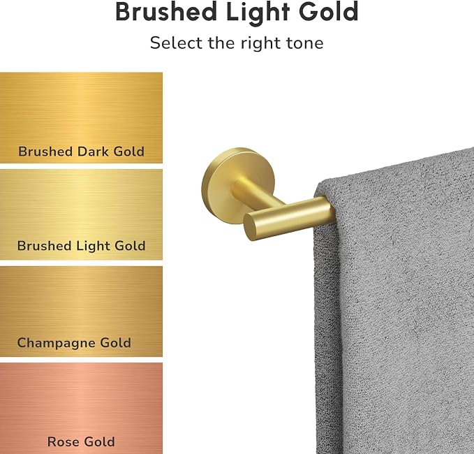 8PCS Brushed Gold Bathroom Hardware Set, 24-Inch Towel Bar Set | Durable SUS304 Stainless Steel Bathroom Accessories Set, Towel Racks for Bathroom Wall Mounted, Modern Home Decor