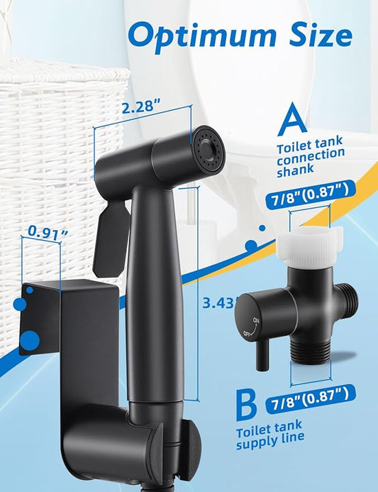 Black Handheld Bidet Sprayer for Toilet, Jet Sprayer for Toilet Muslim Shower, Adjustable Cloth Diaper Sprayer Bidets Attachment for Toilet, Bidet Hose for Feminine WashοΌMatte Black