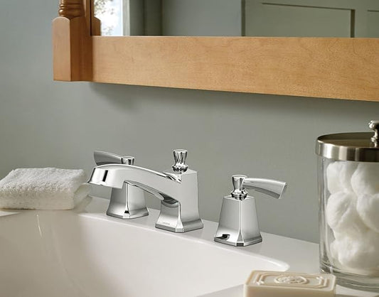 Moen Conway Chrome Two Handle Widespread Bathroom Sink Faucet with Valve Included, 84926