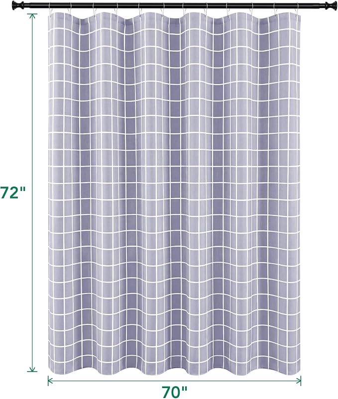 Fabric Shower Curtains for Bathroom-Cloth Modern Farmhouse Shower Curtain | 70"Wx72"L Lavender Faux Linen Grid Minimalist Simple Neutral Guest Bathroom Decor-Textured Geometric Plaid Machine Washable