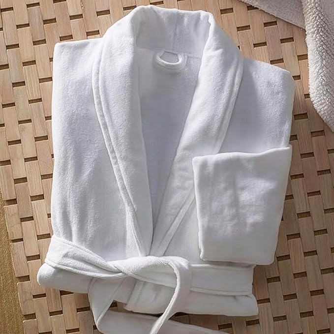 MONARCH Terry Velour Bathrobe - Luxury 100% Cotton Hotel Spa Robe - Plush, Absorbent, Machine Washable - Shawl Collar, One Size