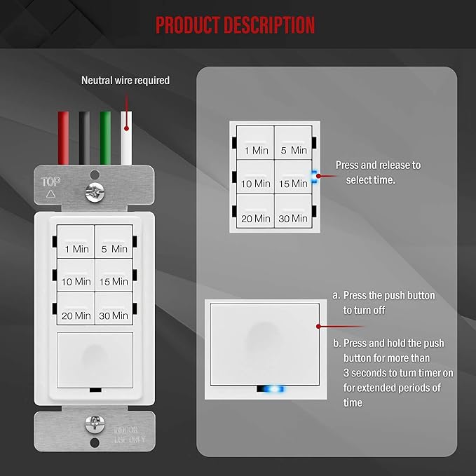 Broan-NuTone PowerHeat Bathroom Exhaust Fan, Heater, Light and Enerlites Countdown Timer Switch Bundle
