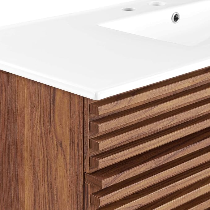 Modway Render 48" Single Bathroom Vanity in Walnut White