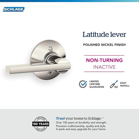 SCHLAGE Lever Non-Turning Lock, Polished Nickel (F170 LAT 618)