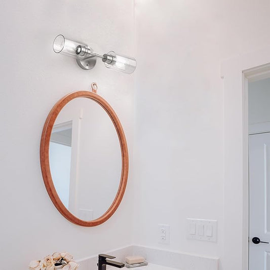 Espird Bathroom Light Fixtures 2 Light Brushed Nickle, Bathroom Vanity Lights Over Mirror, Bathroom Sconces Wall Lighting,Farmhouse Vanity Light, Modern Vanity Lights with Clear Shades