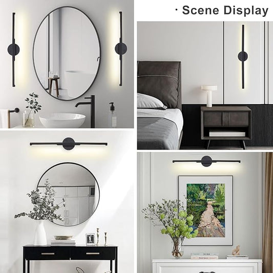 Matte Black Bathroom Light Fixtures Over Mirror 30 Inch, 20W 360° Rotatable Dimmable 4000K Led Vanity Light Bar, Modern Bathroom Vanity Lights Above Mirror