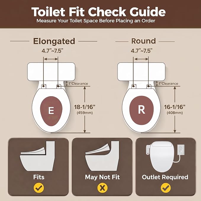 Bidet Toilet Seat Round with Heated Toilet Seat for Bathroom 236D | Instant Warm Water, Warm Air Dryer, Self-Cleaning Nozzle, Night Light,Soft Close Lid, Requires Outlet