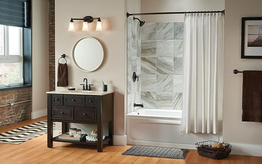 Moen YB2863ORB Eva 3-Light Dual-Mount Bath Bathroom Vanity Fixture with Frosted Glass, Oil Rubbed Bronze