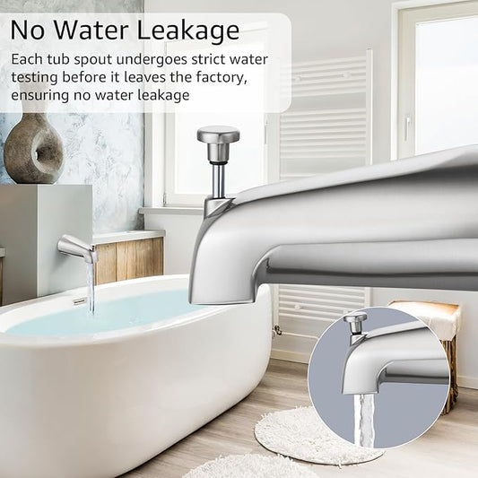 Slip-on Tub Spout with Diverter, Compatible with 1/2 Inch Copper Tube Fit, Bathroom Bathtub Spout 1-Pack (Brushed Nickel)