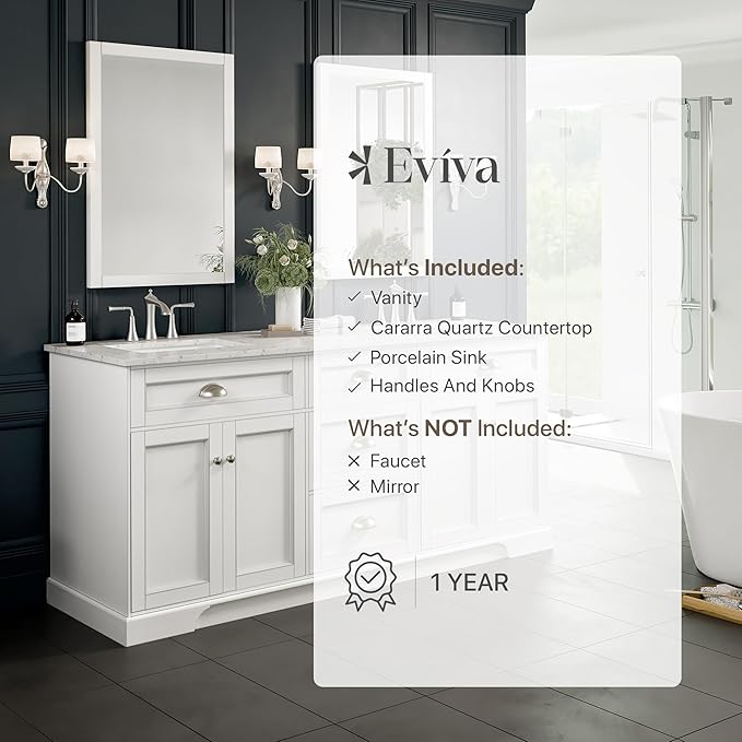 Eviva Epic 72 in. White Double Sink Bath Vanity with Carrara Quartz Top