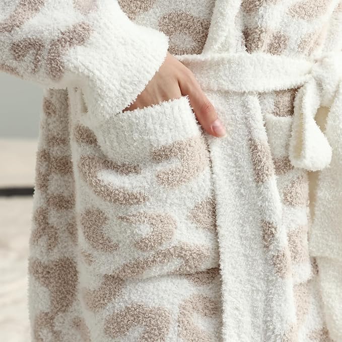MH MYLUNE HOME Ultra Soft Robes for Women with Pockets, Womens Robe Plush | Hooded House Robes for Women Calf-Length, Spa Bath Robe, Cozy Comfy Fluffy Fuzzy Robe for Women, Womens Bathrobe