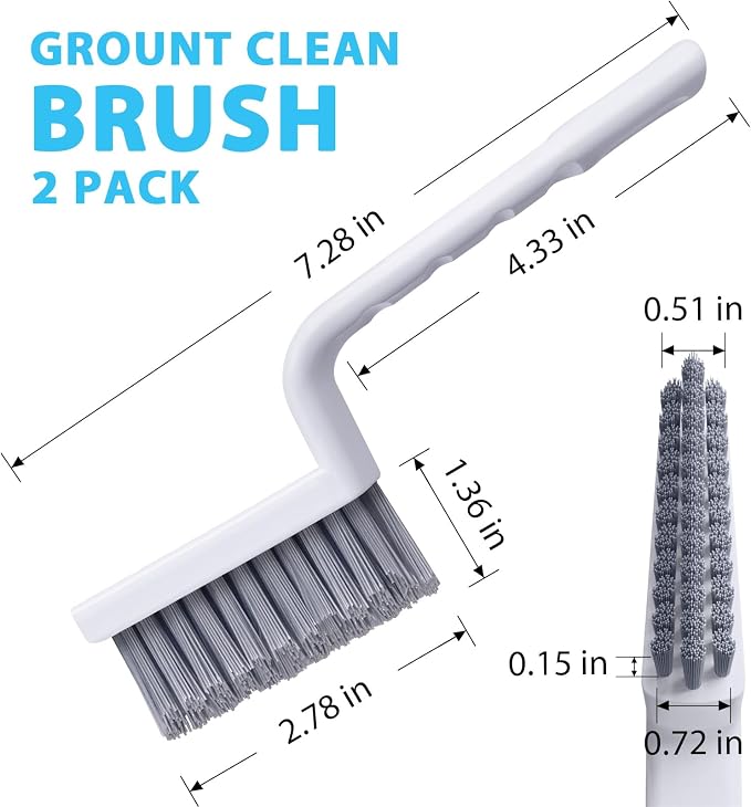 Lumkew Grout Cleaner Brush V Shape, Stiff Grout Cleaning Brushes for Tile Floor, Handheld Grout Scrub Brush Set for Shower, Bathroom, Kitchen, Household Use,2 pcs | Stiff Grout Cleaning Brushes For Tile Floor, Handheld Grout Scrub Brush Set For Shower,...