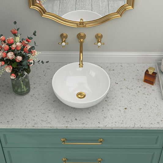 Vessle Sink Round - Beslend 13 Inch White Ceramic Bathroom Sink Egg Oval Shape Porcelain Above Counter Modern Art Sink