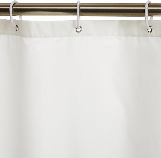 Amazon Basics Bathroom Shower Curtain, Water Repellent Fabric with Weighted Hem, Grommets & Hooks, Machine Washable, 72"x72", White