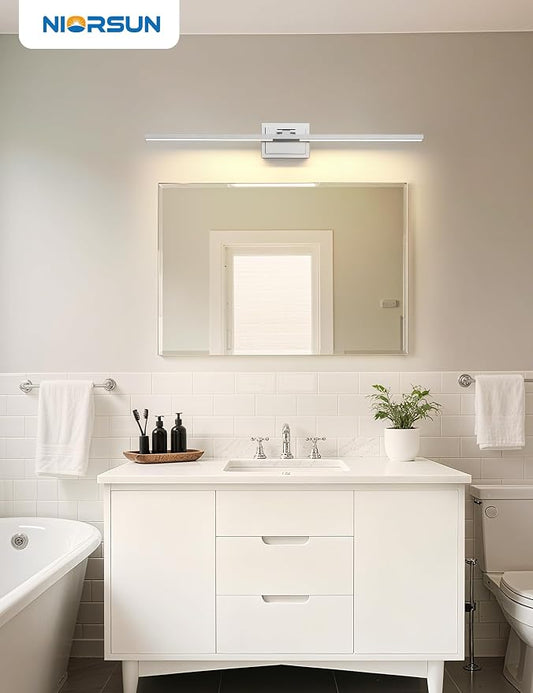 39.4 Inch Modern Bathroom Light Fixture, 34W 5CCT Dimmable LED Chrome Bathroom Vanity Lights Over Mirror, Vanity Lights for Bathrooms Restroom Mirror