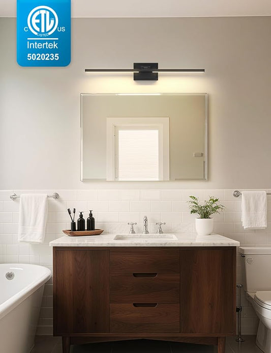 31.5 Inch Modern Bathroom Light Fixture, 28W 5CCT Dimmable LED Black Bathroom Vanity Lights Over Mirror, Vanity Lights for Bathrooms Restroom Mirror- ETL Certified
