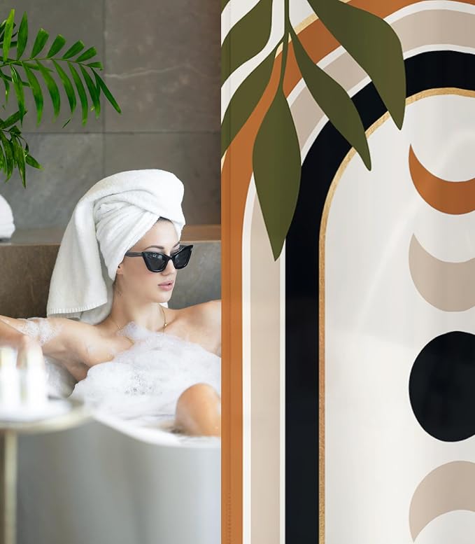 Shower Curtain for Bathroom Stall Boho Modern Cute Aesthetic Decorative Girly Waterproof Unique Art Boho Girls Chic Print Design Teen Pretty Women Cortinas de Baño Bathtub 72 x72 Inch