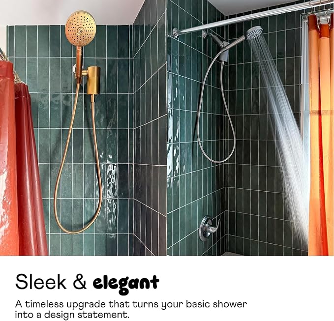 sproos! - Handheld Showerhead, High Performance Filtration, Golden Hour | Healthier Hair and Skin - DIY Installation - Renter Friendly - 3 Spray Functions - 70 Inch Hose - High Pressure Performance