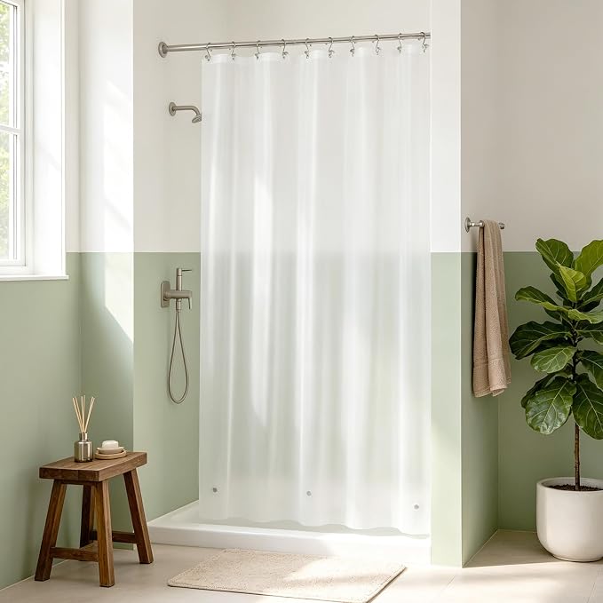 Mrs Awesome 54x72 Stall Shower Curtain Liner Frost | 3 Bottom Magnets,10 Rustproof Grommets,Water Proof Lightweight PEVA,54W x 72H for Shower Stall or RV Home Narrow Width